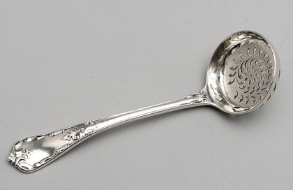 Rare Straight Tudor Pattern Silver Sifter Ladle - George Adams, Chawner & Co.
